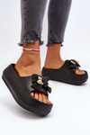 Women's Foam Flip Flops with Bow Black Salessa