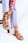 Women's Sandals With Studs In White Cavos