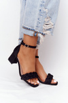 Suede High Heel Sandals Black Long Island
