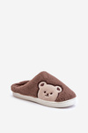 Womens Furry Slippers With Bear Brown Fiorinella