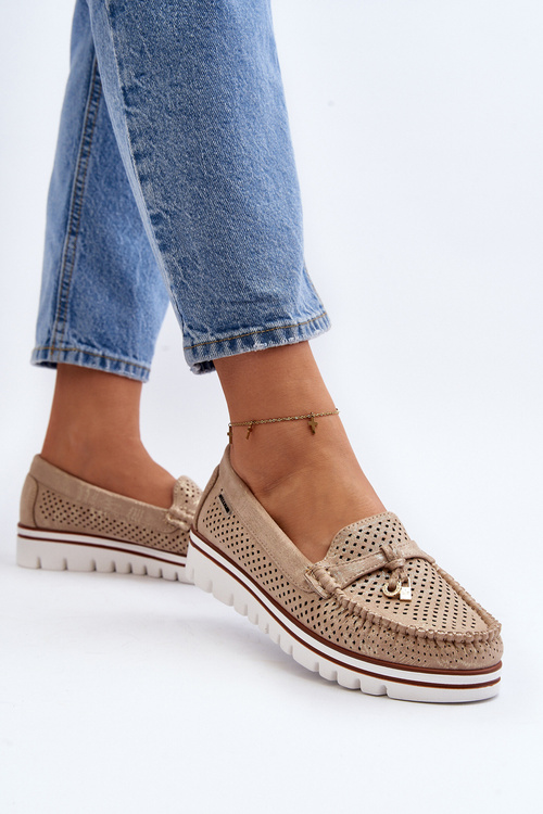 Women's Openwork Moccasins with Gold Details Twista