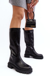 Mid-calf boots with flat heel black Eamantha