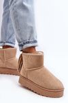 Women's snow boots on a massive platform with fringes beige Lirico