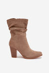 Women's Block Heel Ankle Boots with Ruching Beige Jovessa