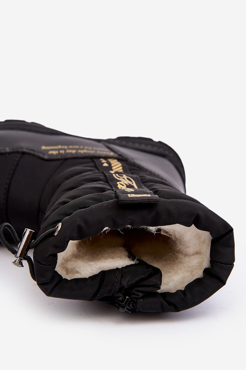 Children's Insulated Snow Boots with Wool Zipper Black Delhi