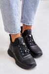 Damskie Buty Sportowe Skóra Naturalna Zamek Czarne Artiker 55C0035