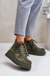 Leather Ankle Boots On Platform And Wedge Maciejka 06759-09 Green