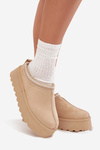Low Women Snow Boots With Embroidery On Platform Light Beige Narirya