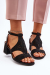Black Low Heel Sandals Eleriva