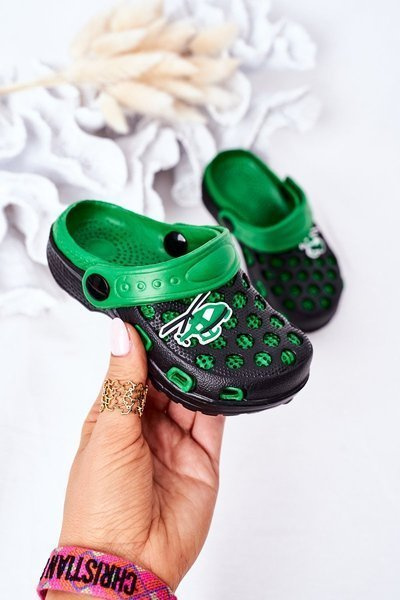 Children's Foam Slippers Crocs Black-Green Jupiter