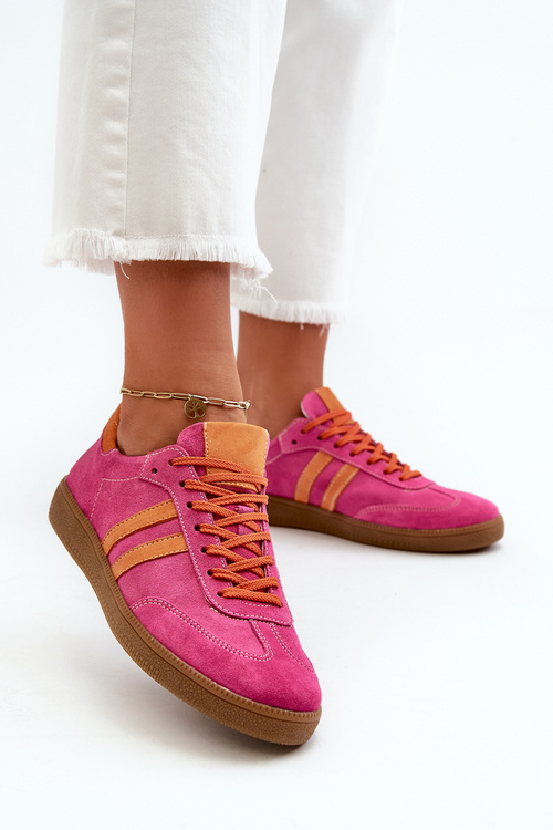 Zazoo N1068 Low Women's Suede Sneakers Fuchsia