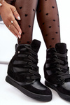 Leather Boots With Wedge Laces Black Amria