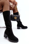 Women's Knee-High Boots On Low Heel Black Beveta