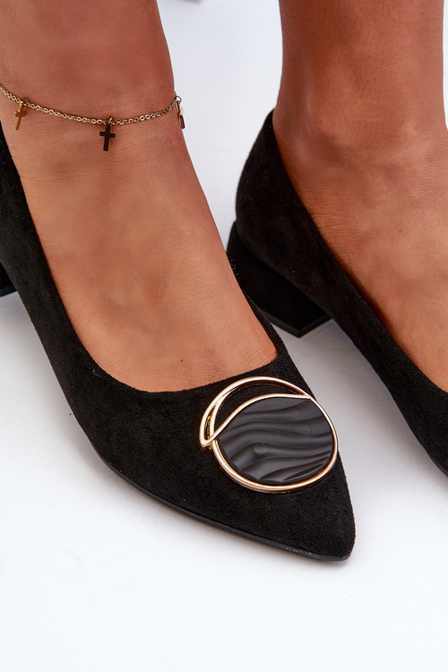 Low-Heeled Court Shoes Made of Eco Suede S.Barski KV27-037 Black