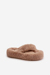 Womens Fur Slippers On Thick Sole Beige Lavitera