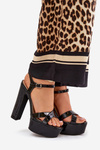 Ladies sandals on high heel and platform lacquered black Jovenes