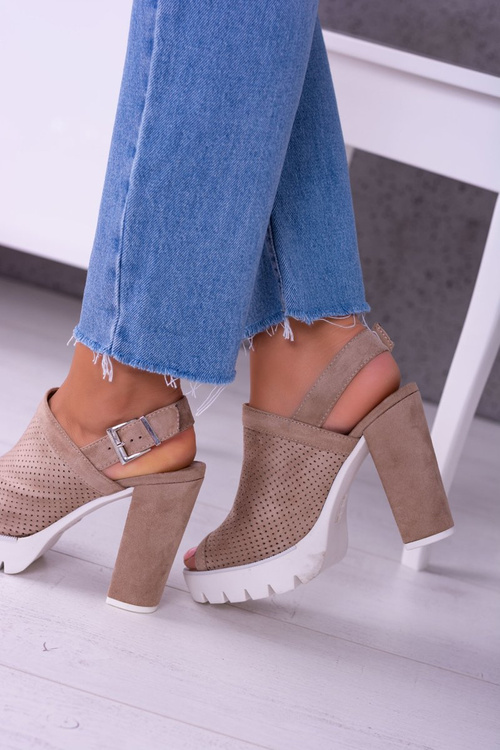 Lu Boo Beige Suede Stiletto Sandals Emare