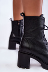 Leather Women's Boots On High Heel Black Rea