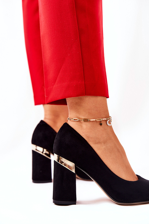 Zamszowe Czółenka Lewski 3117 Czarne