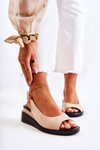 Women's Suede Buckle Sandals Beige Camille
