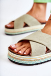 Women's Suede Slippers On The Platform Green Neriko