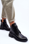 Botki Workery Damskie Skóra Czarne Tedrick 58167