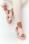 Leather Sandals On The Platform Lewski Shoes 3018-0 Beige