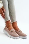 Women's Loafers On Flat Heel With Gold Detail Pink Limentia