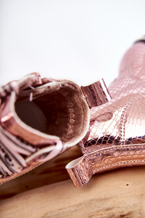 Children's Warm Leather Boots Pink Dottie