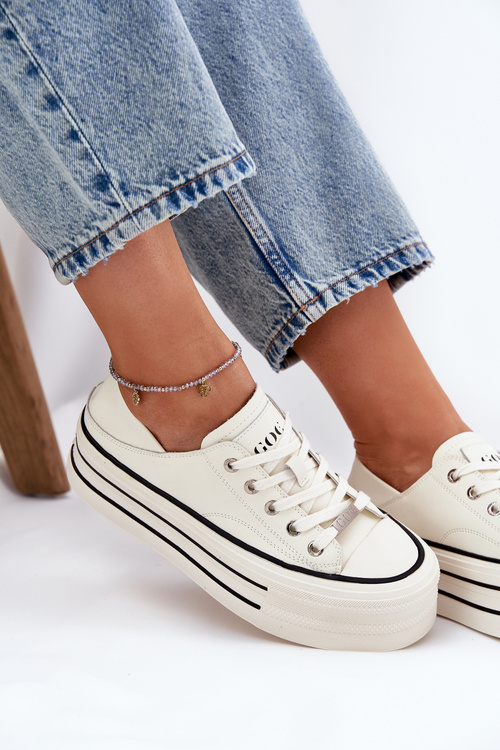 Women's Leather Sneakers On Platform GOE RR2N4106 White