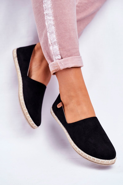 Women's Black Velvet Espadrilles Vulcano