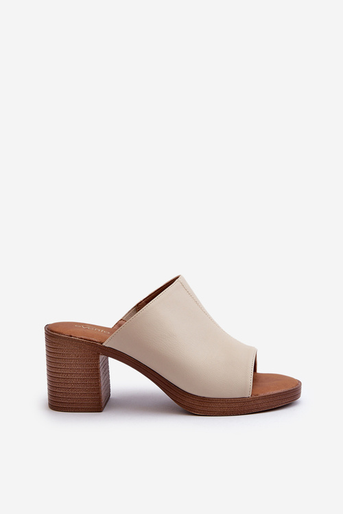 Elegant Light Women's Sandals with Heels Beige Varnila