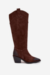 Damskie Kozaki Zamszowe Kowbojki Na Obcasie Brązowe Artiker 57C0230 