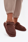 Women's slippers with strap Warm with fur Chocolate Rilena