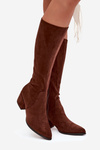 Women's Low Heel Eco Suede Boots Sergio Leone KZ212 Brown