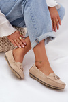 Women's Flat Classic Suede Loafers S.Barski LR51-548 Beige