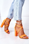 Suede High Heel Sandals Orange Dance With Me