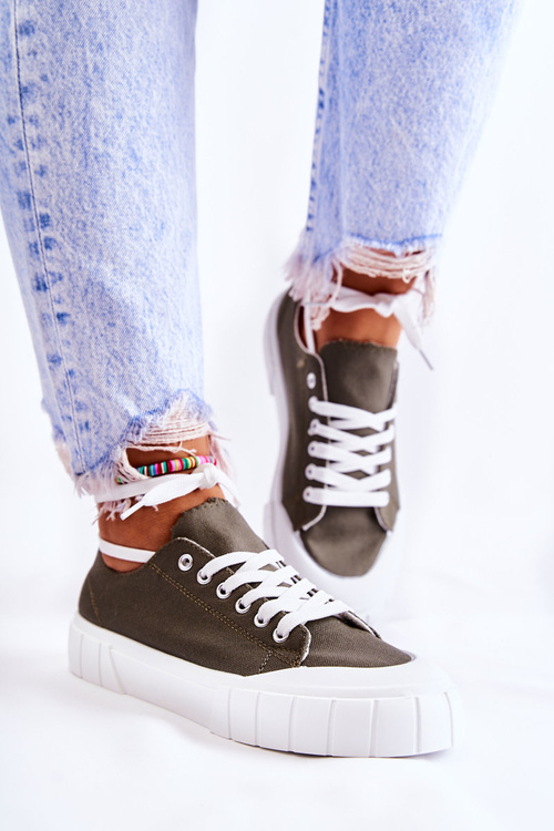 Women's Sneakers On The Platform Khaki Comes