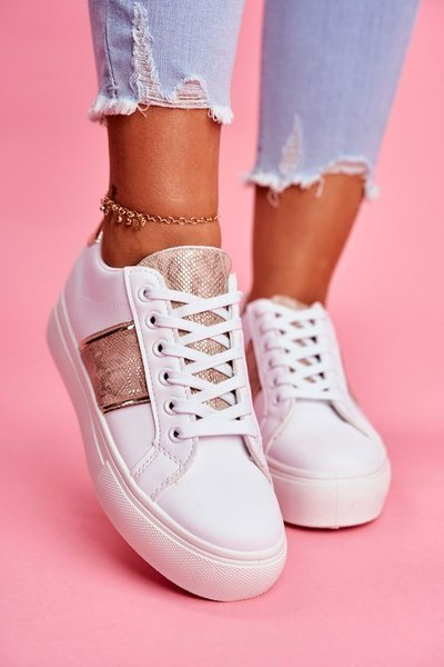 Sportowe Damskie Buty Biało Złote Keep Going