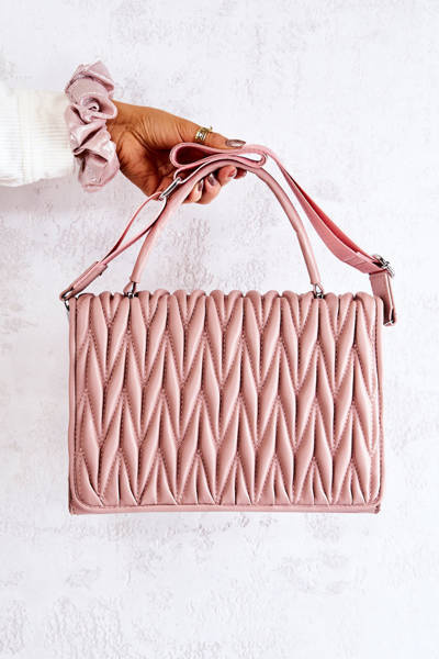 Quilted Letterman Handbag Pink Roselyn