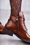 Lace-up boots on a flat heel caramel Grete