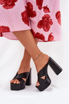 Women's Platform And Block Heels Sandals Black Lenobos