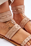 Unique Women's Sandals With Studs Beige Selina