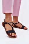 Women's Flat Sandals With Straps S.Barski KV51-120 Black