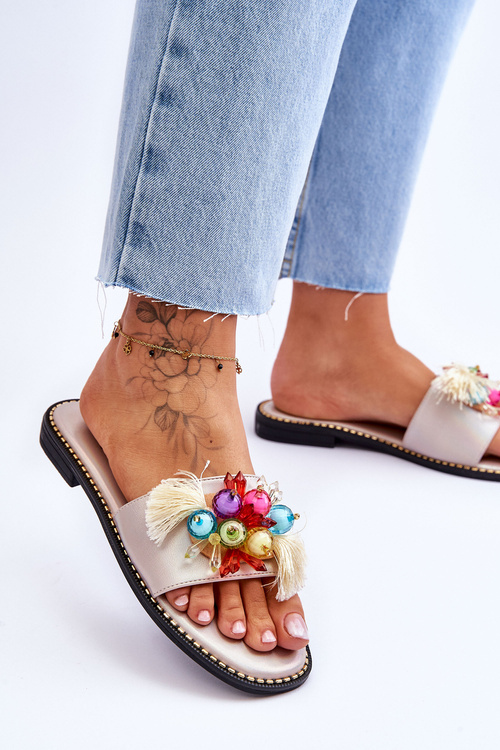 Klapki Ozdobne Koraliki Nude S.Barski KV-2775-47