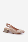 Beige Block Heel Court Shoes by Gemifa