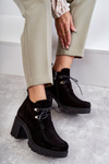 Women's Suede Boots Tied Black Marianne