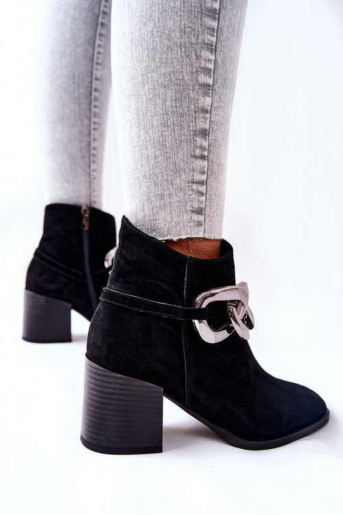 Leather Chain Boots Laura Messi Black 2345