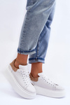 Women's Leather Platform Sneakers White Lemar 10150