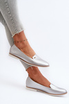 Women's Silver Flat Heel Loafers Enzla
